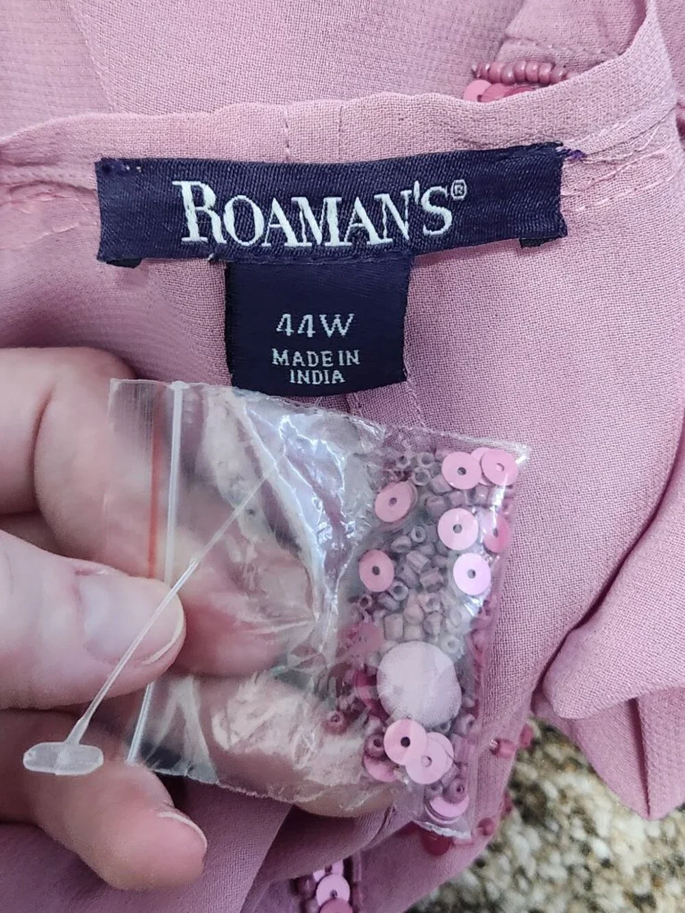 Roaman's 44W 3Pc Sequin Pant Suit Set 03-0323-0 Mauve Pink Plus Size